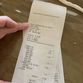 Amigo's - The Bill with plastic cover tables - Mexican Near Me - Kahului, Hawaii