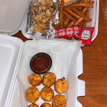 Kinghouse Vietkitchen  - A15. House Crab Rangoon (8pc) A30. House Honey Pecan Shrimp with Cajun fries - Desserts Near Me - Lawrenceville, Georgia