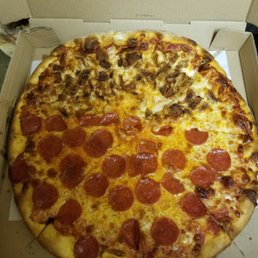 Half chicken cutlet and Half pepperoni.