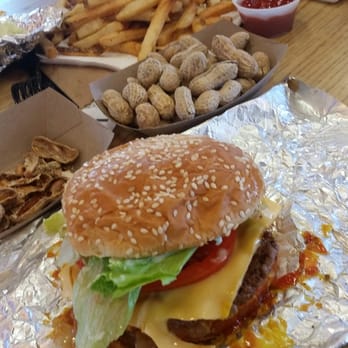 Five Guys - Little Cheeseburger, fries, peanuts. - Burgers Near Me - Las Vegas, Nevada
