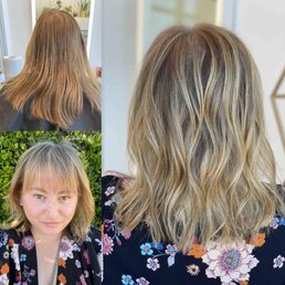 Before and after cut and balayage