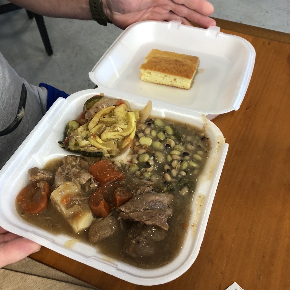 Earley's Kitchen - Beef stew, mixed squash, lima beans & black eyed peas - Southern Near Me - Tallahassee, Florida Earley's Kitchen - Beef stew, mixed squash, lima beans & black eyed peas - Southern Near Me - Tallahassee, Florida