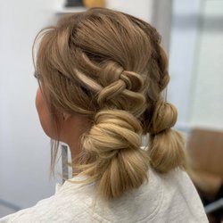 HG Studio - braided buns on weft extensions