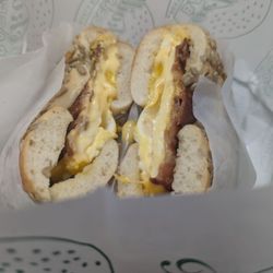Rockville Bagels - Sunflower falafel with bacon, egg, and cheese.
