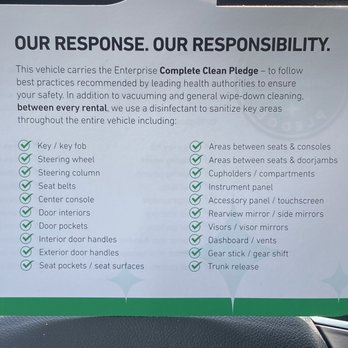 Enterprise Rent-A-Car - Quality Check List, not one of these thing were done - Car Rental Near Me - Glastonbury, Connecticut Enterprise Rent-A-Car - Quality Check List, not one of these thing were done - Car Rental Near Me - Glastonbury, Connecticut