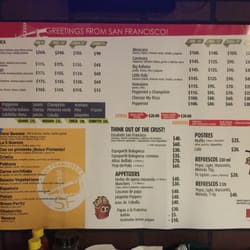 San Francisco Crust Pizza Co. - The menu