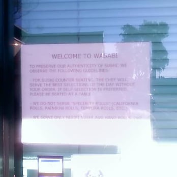 Sushi Wasabi - The sign next to the door - Japanese Near Me - Tustin, California Sushi Wasabi - The sign next to the door - Japanese Near Me - Tustin, California