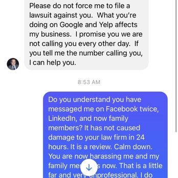 Mike Agruss Law - Again, after posting a negative review, he messaged me on Facebook a second time and threatened to sue me. Over a review. - Personal Injury Law Near Me - Chicago, Illinois