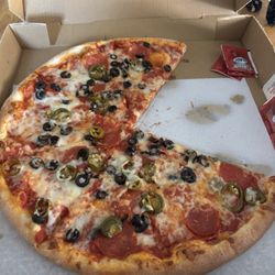 Joe's Pizza & Italian Grill - 16" cheese pizza with pepperoni, black olives, and jalapeño