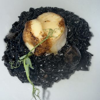 Amante - Spanish squid risotto with grilled scallop - Mediterranean Near Me - Ibiza, PM