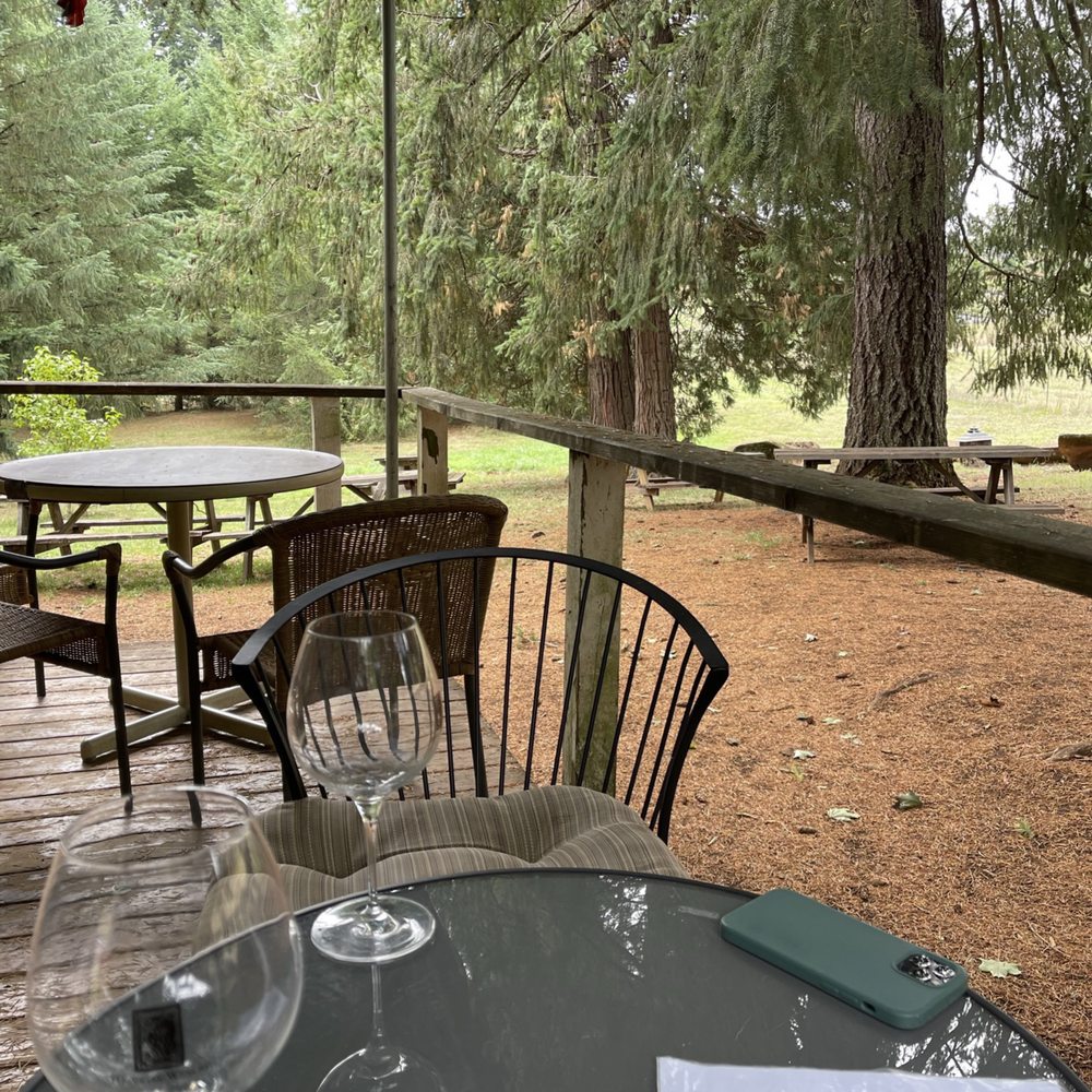 a table with wine glasses on it