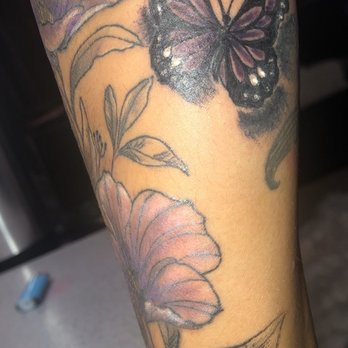 Iron Electric Tattoo - 2nd Sitting - Butterfly + add/ packed more color to flowers. - Tattoo Near Me - La Habra, California Iron Electric Tattoo - 2nd Sitting - Butterfly + add/ packed more color to flowers. - Tattoo Near Me - La Habra, California