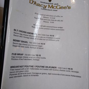 D'Arcy McGee's - Breakfast menu. Yup, it's pricey. - Irish Pub Near Me - Ottawa, Ontario D'Arcy McGee's - Breakfast menu. Yup, it's pricey. - Irish Pub Near Me - Ottawa, Ontario