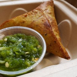 Afro Deli - Veggie sambusa ($2.50). Decent. Liked the fresh green chili salsa.
