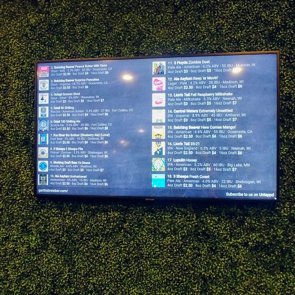Garth's Brew Bar - Beers on tap (December 2019). - Beer Bar Near Me - Madison, Wisconsin