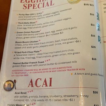 Egghead Cafe - Da menu as of February 28, 2026 - Coffee & Tea Near Me - Honolulu, Hawaii