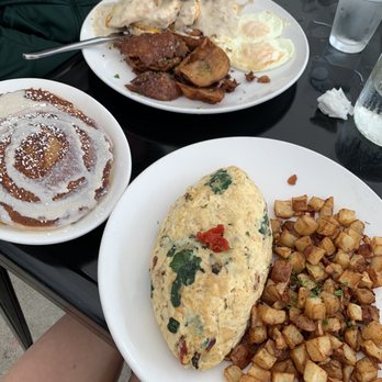 Buttermilk - The Goat Omelet (sub egg whites), specialty cider donut pancakes, and Chicken N' Biscuits - Coffee & Tea Near Me - Naperville, Illinois Buttermilk - The Goat Omelet (sub egg whites), specialty cider donut pancakes, and Chicken N' Biscuits - Coffee & Tea Near Me - Naperville, Illinois