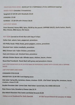 Menu photo 2 Last Stop Pizza Shop Lancaster, KY Menu photo 2 Last Stop Pizza Shop Lancaster, KY