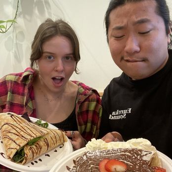 Fraise Cafe - My boyfriend and I in awe of the Mediterranean and Classic crepes beauty. - Creperies Near Me - Fullerton, California