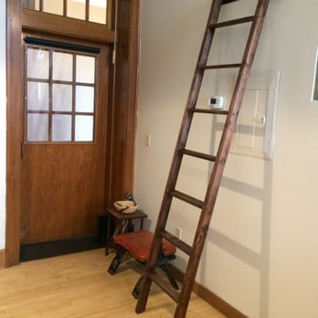Graphics By Lou Didit & Sons - This is the simple wooden ladder Lou made for my loft apartment. Look how well it works with the natural wood of the doorway. - Handyman Near Me Graphics By Lou Didit & Sons - This is the simple wooden ladder Lou made for my loft apartment. Look how well it works with the natural wood of the doorway. - Handyman Near Me