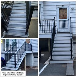 Up and Above Contractors - Completed Job in Rockaway, NJ. This side porch was re-framed and then resurfaced with Trex Island Mist Transcend Decking...