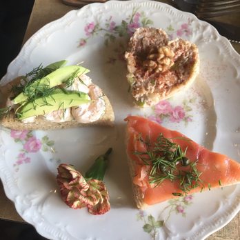 Tea Time - Shrimp and avocado sandwich, smoked salmon and cream cheese sandwich, and a cute heart shaped chicken apple walnut salad sandwich. - Coffee & Tea Near Me - Palo Alto, California Tea Time - Shrimp and avocado sandwich, smoked salmon and cream cheese sandwich, and a cute heart shaped chicken apple walnut salad sandwich. - Coffee & Tea Near Me - Palo Alto, California