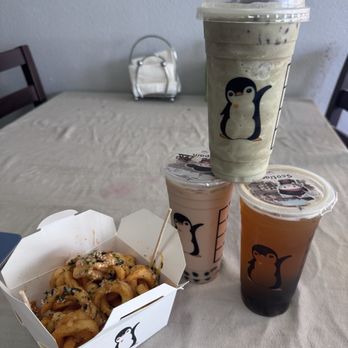 QTea - QTea's Hurricane fries with Red Bean Matcha, Boba Milk Tea and Lychee Fruit Tea. - Bubble Tea Near Me - Dublin, California