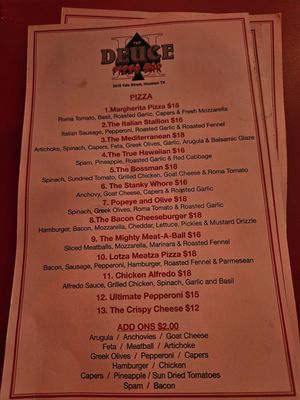 Menu photo 1 TND Deuce Pizza Bar Houston, TX Menu photo 1 TND Deuce Pizza Bar Houston, TX