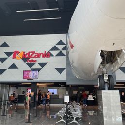 Entrance made to look like an airport