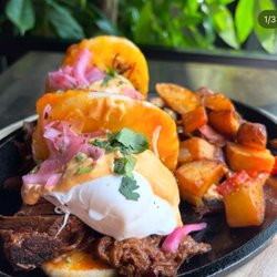 Taco City Taqueria - Brunch 
Birria-Bao Bun benedict