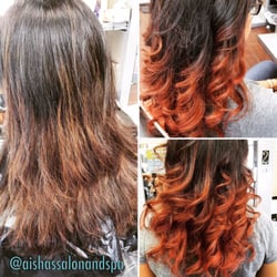 Aisha's Salon & Spa - Before/After Balayage at Aisha's Salon & Spa. Beautiful transformation for the summer.