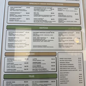 Amai - Menu - Coffee & Tea Near Me - Huntington Beach, California Amai - Menu - Coffee & Tea Near Me - Huntington Beach, California