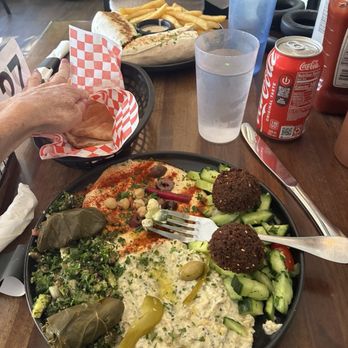 Falafel Hut - Veggie Platter - excellent! Daughter had the Chicken Sharma - excellent as well! - Middle Eastern Near Me - Santa Rosa, California