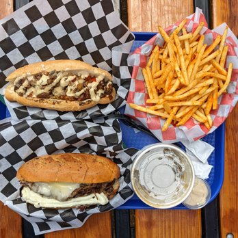 Jewboy Sub Shop - Top: Southside Carne Asada Philly, Parmesan French Fries Bottom: The La de da Smoked Lamb French Dip - Sandwiches Near Me - Austin, Texas Jewboy Sub Shop - Top: Southside Carne Asada Philly, Parmesan French Fries Bottom: The La de da Smoked Lamb French Dip - Sandwiches Near Me - Austin, Texas