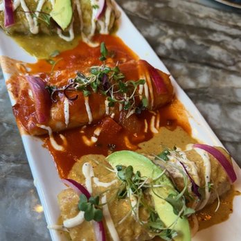 Caló Kitchen + Tequila - Seafood Enchilda trio - Cocktail Bars Near Me - Costa Mesa, California