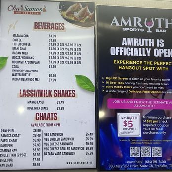 Chai Samosa - Menu - Indian Near Me - Franklin, Tennessee