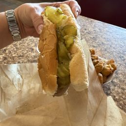 Brat with everything (butter, onions and pickles) Brat with everything (butter, onions and pickles)