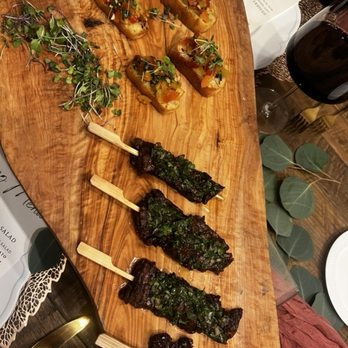 Streetwise Catering - Tasting Trial - Bruschetta & Chimichurri steak skewers - Caterers Near Me