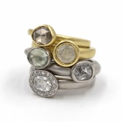 Facere Jewelry Art Gallery - Diamond and sapphire rings by April Higashi.