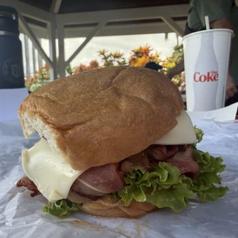 Punalu'u Bake Shop  - Pastrami & Swiss on a Hawaiian roll - Bakeries Near Me - Naalehu, Hawaii