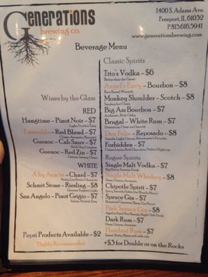Menu photo 1 Generations Brewing Company Freeport, IL Menu photo 1 Generations Brewing Company Freeport, IL