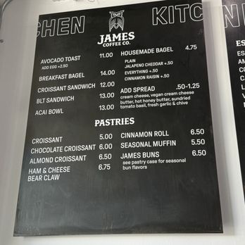 James Coffee - Menu. Food and pastries - Coffee & Tea Near Me - Vista, California