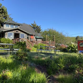 Warren House Pub - picnic tables in the garden - American Near Me - Cannon Beach, Oregon