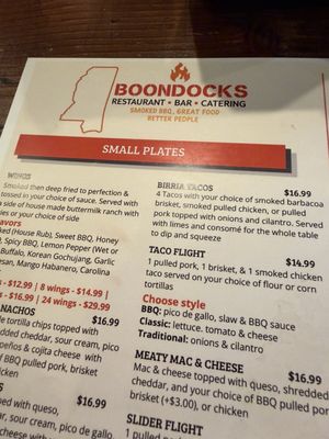 Menu photo 1 Boondocks Jackson, MS Menu photo 1 Boondocks Jackson, MS