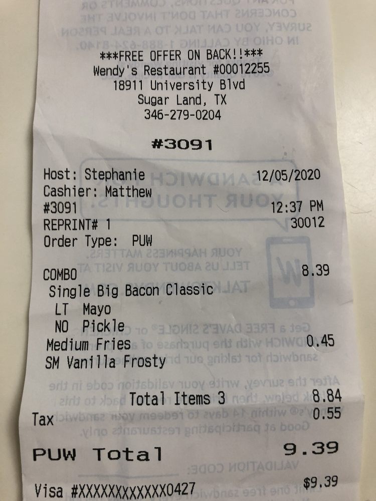 WENDY’S - 18911 University Blvd, Sugar Land, Texas - Fast Food