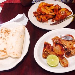 Baleadas, Fried Pork Chops, and Fried Chicken with Sweet Plantain