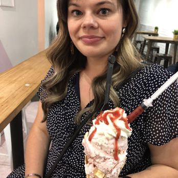 Liquid Nitrogen Ice Cream - a woman holding an ice cream cone - Desserts Near Me - Toronto, Ontario Liquid Nitrogen Ice Cream - a woman holding an ice cream cone - Desserts Near Me - Toronto, Ontario