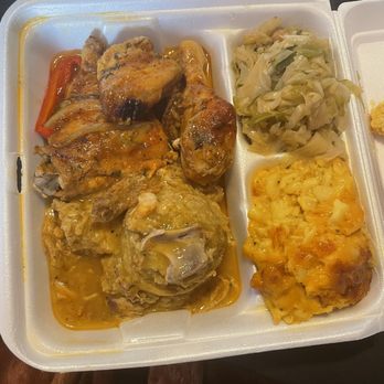Mary's Southern Cooking - Mary's chicken, dressing and gravy, cabbage and Mac & Cheese - Soul Food Near Me - Mobile, Alabama