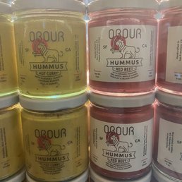 Hot Curry Hummus and Red Beet Hummus. Hot Curry Hummus and Red Beet Hummus.