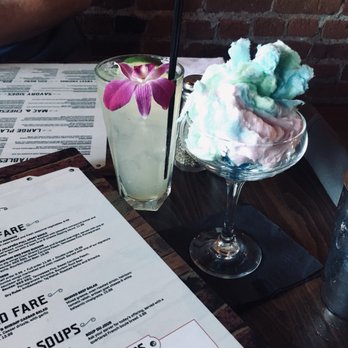 Brick & Bourbon - Lavender mule and the double entendre martini glass! - New American Near Me - Stillwater, Minnesota
